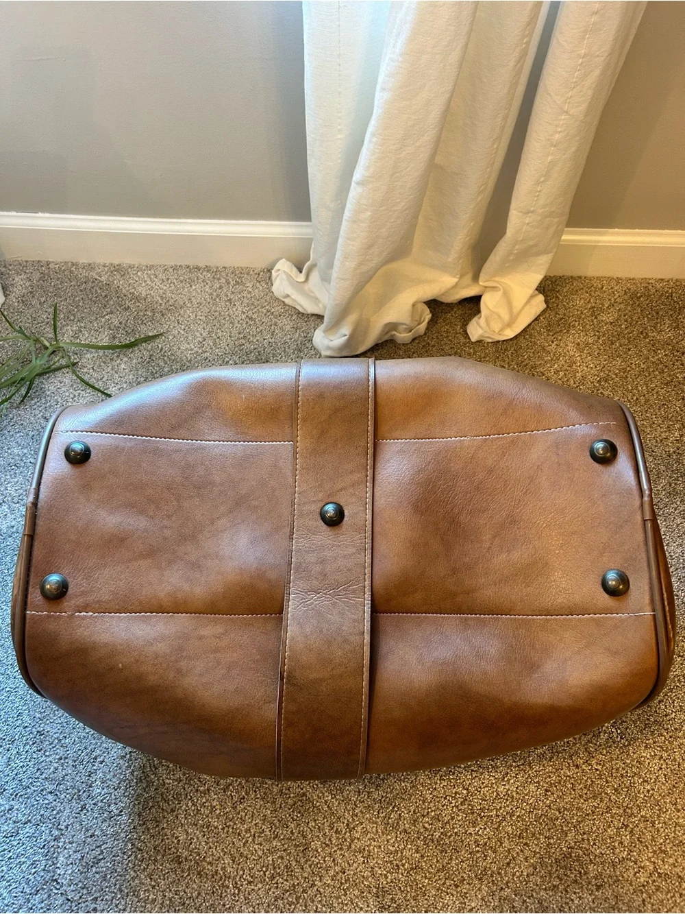 Invicta Tan Leather Duffel Bag with Brass Hardware